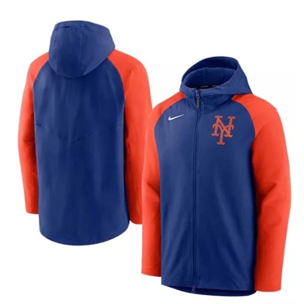 Nike New York Mets Royal Orange Authentic Collection Raglan Full Zip Hoodie 3XL